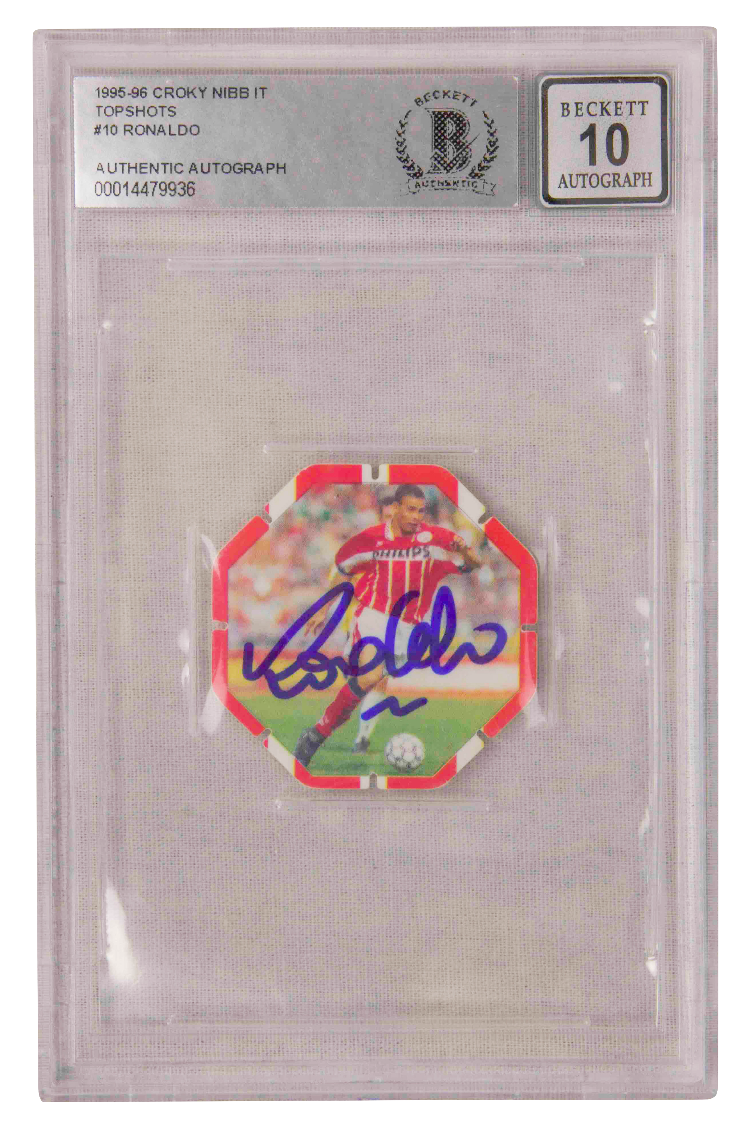 Ronaldo Nazario Signed 1995-96 Croky Nibb IT Topshots #10 – BGS 10 Autograph